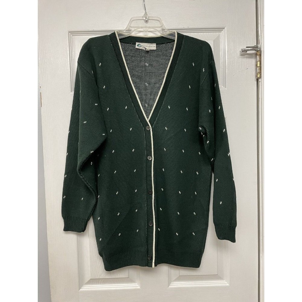 Vintage Girl Scouts Green Cardigan Oversized Button M